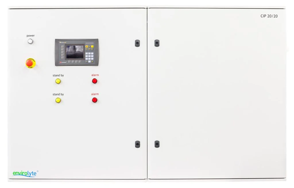Envirolyte CIP 20/20 generator for producing 20 LPH of anolyte and 20 LPH of catholyte