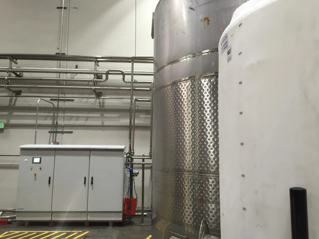 Envirolyte ECO-12000 industrial alkaline water generator at a bottling plant in the USA