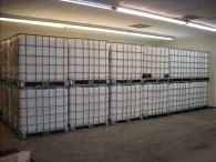 Row of intermediate bulk containers used for transporting generated solution