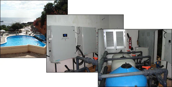 Reference installation of Envirolyte ELA-850SW seawater anolyte generator for swimming pool seawater treatment