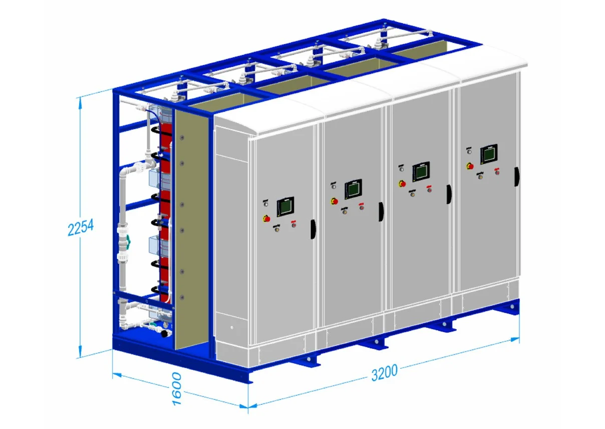 Four Envirolyte Modular HD generator modules for large water disinfection projects