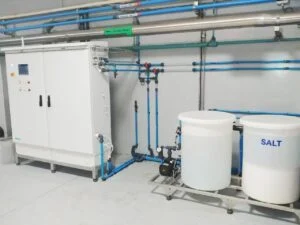 Installation elements of Envirolyte CIP 300/300 generator at Coca-Cola factory in South Africa