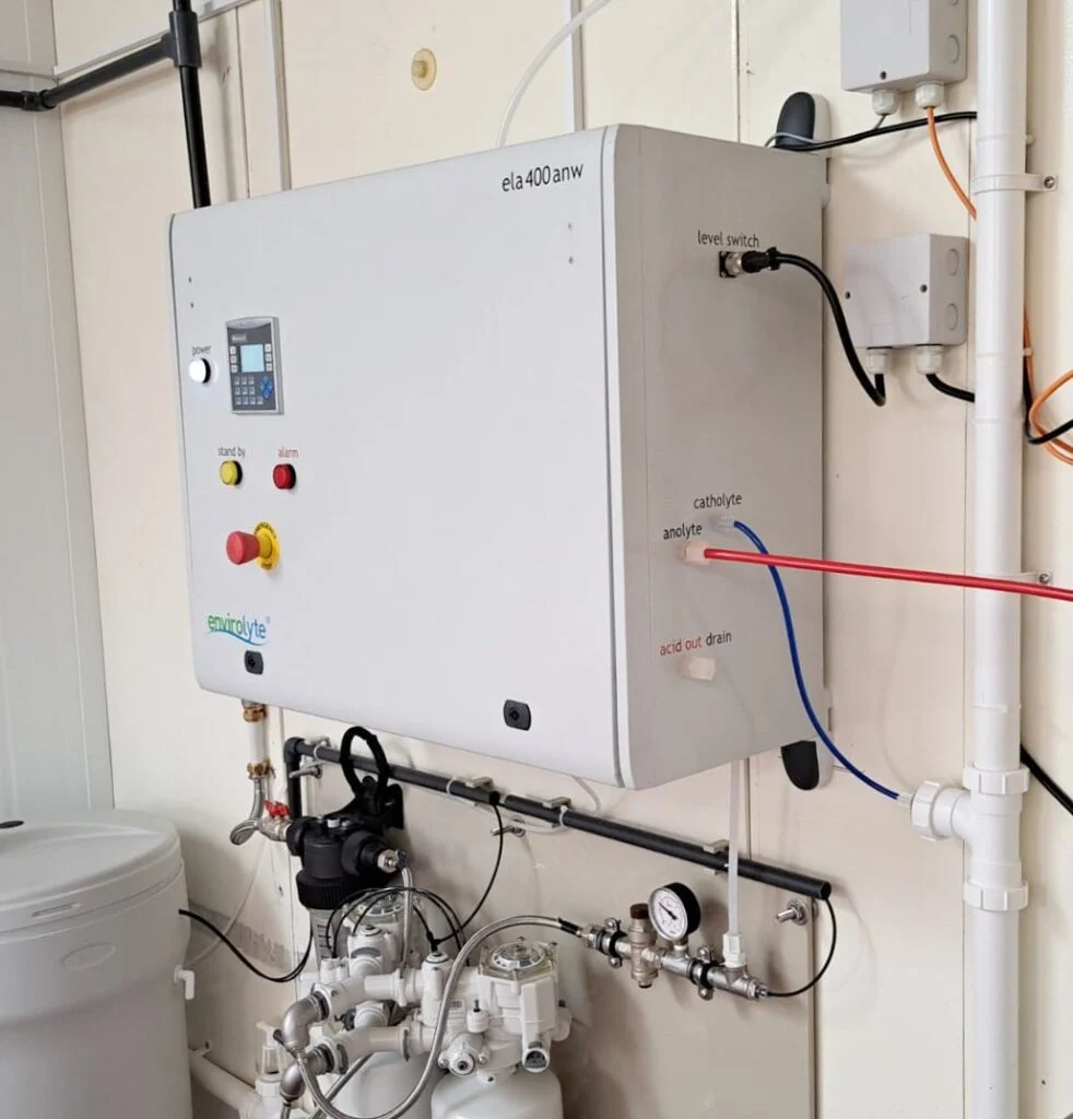 Installed Envirolyte ela400ANW anolyte generator for on-site neutral anolyte production